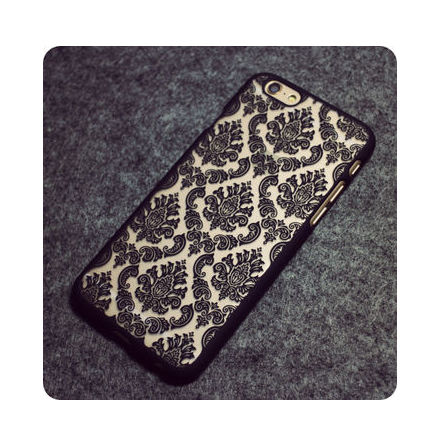 iPhone 6/6S - Stilrent Retroskal VINTAGE FLOWER, Frg: SVART