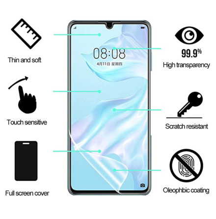 Huawei P30 Lite Mjukt Skrmskydd PET 9H 0,2mm