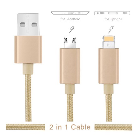 USB-ladd-/dataverfringkabel (Android/Apple) DUBBELKONTAKT