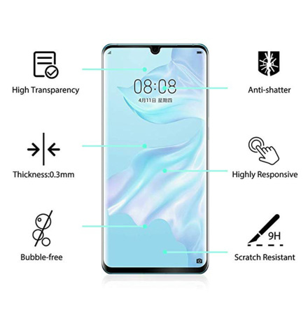 P30 Pro Skrmskydd FULL-GLUE 3D 9H 0,2mm HD-Clear