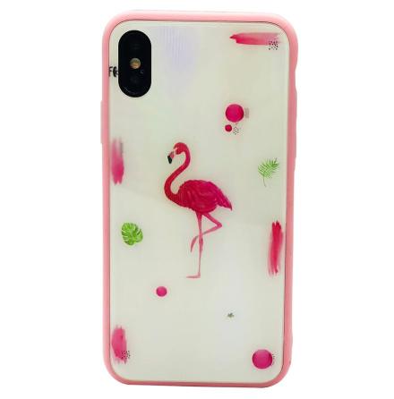 Elegant Skyddskal till iPhone X/XS (Hrdat glas) Flamingo