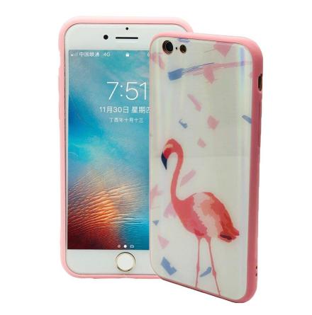 Elegant Skyddskal för iPhone 6/6S Plus (Härdat glas) Flamingo