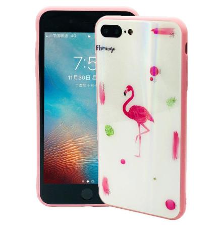 Elegant Skyddskal till iPhone 8 Plus (Hrdat glas) Flamingo