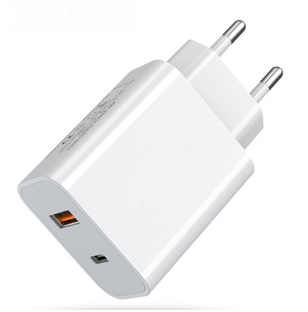 20W Dual USB/Type-C Port Snabbladdnings Vggadapter