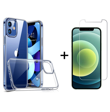 iPhone 12 - St�td�mpande Silikonskal + Sk�rmskydd