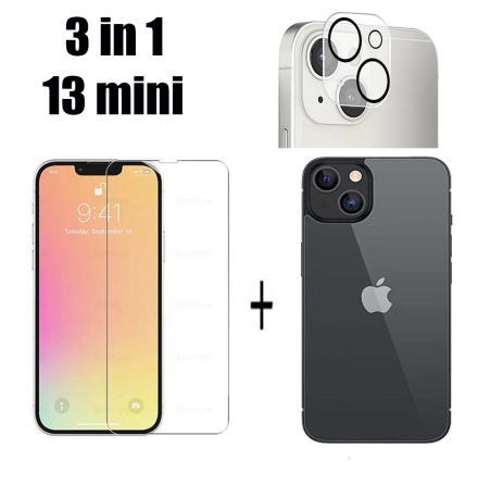 3-in-1 iPhone 13 Mini Fram- & Baksida + Kameralinsskydd