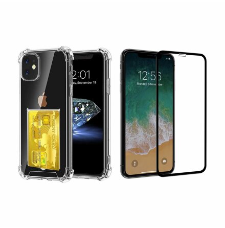 iPhone 11 - 1 Set Skal med Korthllare och Skrmskydd