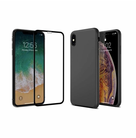 iPhone XS Max - 1 Set Mattbehandlat Skyddsskal med Skrmskydd