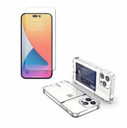 iPhone 14 Pro Max - 1 Set Skal med Korthållare och Skärmskydd