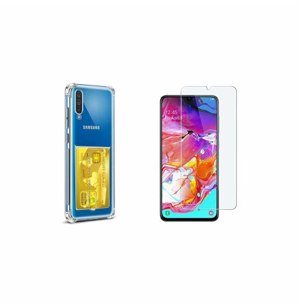 Samsung Galaxy A70 - Skal med Korthllare och Skrmskydd