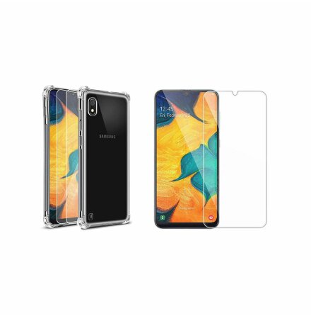 Samsung Galaxy A10 - Sttdmpande Silikonskal med Skrmskydd