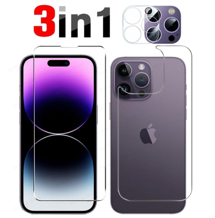 3in1 iPhone 14 Pro Fram- & Baksida Kameralinsskydd 0,3mm