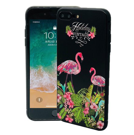 Black Flamingo - Retroskal av silikon fr iPhone 7 Plus