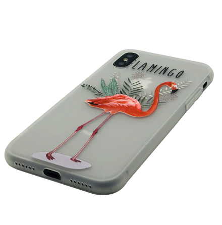 Flamingo - Retroskal av silikon fr iPhone X/XS
