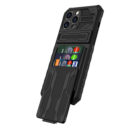 iPhone 14 Pro Max - Stötdämpande Skal med GÖMD Korthållare