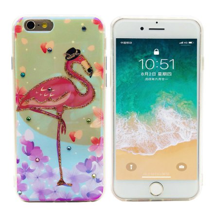 Pink Flamingo - Retroskal av Silikon fr iPhone 6/6S
