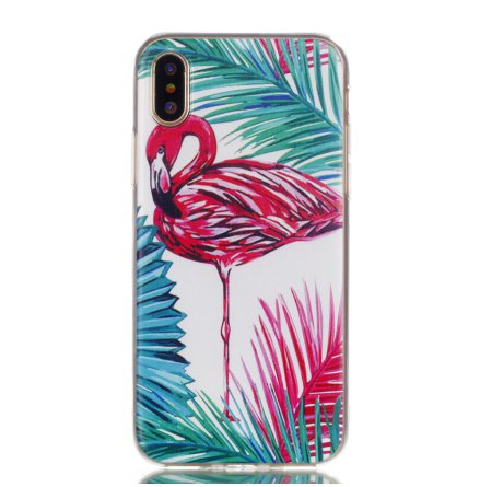 Palm Flamingo - Retroskal av silikon fr iPhone X/XS