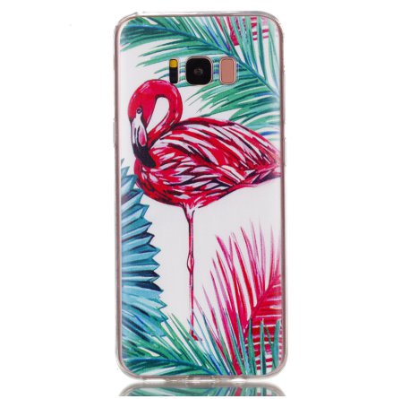 Palm Flamingo - Retroskal av silikon fr Samsung Galaxy S8