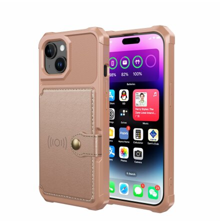  Elegant plnboksfodral i lyxigt PU-lder fr iPhone 15 