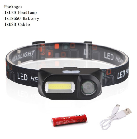 Lätt och smidig pannlampa (COB/XPE LED) USB-laddning