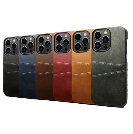 iPhone 15 Pro - Slimmat PU-l�derfodral med 2-kortfack
