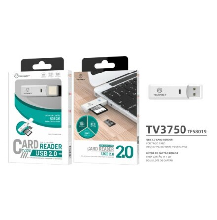2in1 USB 2.0 Vit SD/TF Kortlsare 