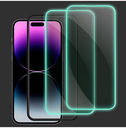 iPhone 14 pro Sk�rmskydd Sj�lvlysande Ram 9H 0,3mm