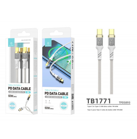 USB-C Kabel 60W/Typ-C Snabbladdningskabel i Nylon
