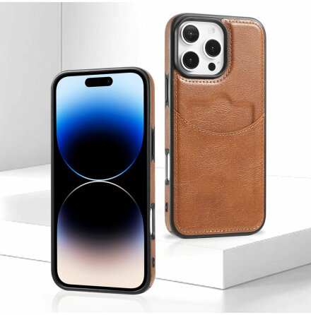 iPhone 16 Pro Max - Slimmat Kortfacksskal i L�der
