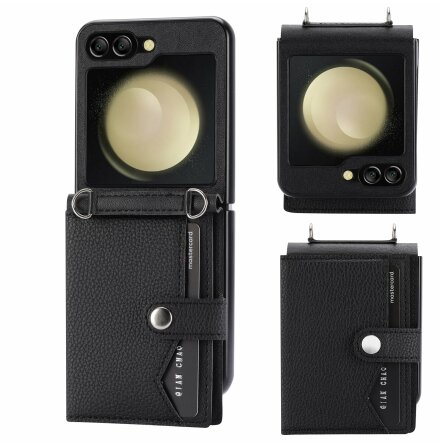 Samsung Galaxy Z Flip 6 Plnboksfodral med Kortfack & Justerbar Axelrem
