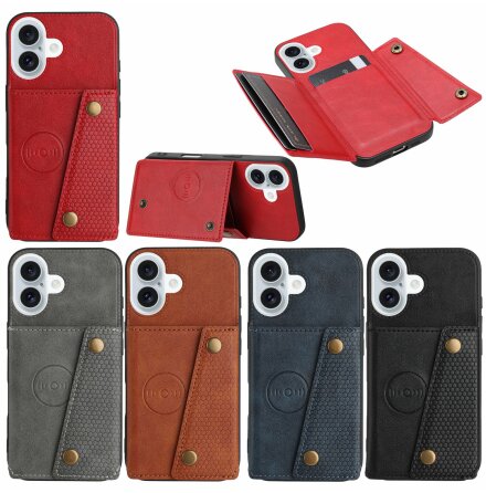 iPhone 17 Exklusivt Skyddsskal med Kortfack  Retro Design & PU-Lder