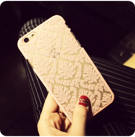 iPhone 6 plus/6S plus skal "vintage flower", frg CHAMPAGNE/GULD