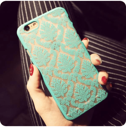 iPhone 6 plus/6S plus skal "vintage flower", frg TURKOS