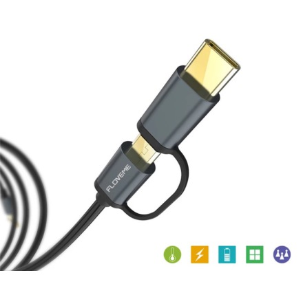 FLOVEME's smarta 2 i 1 USB-kabel Type-C/Micro-USB