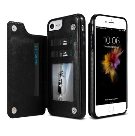 iPhone 7 Plus - NKOBEE Läderskal med Plånbok/Kortfack